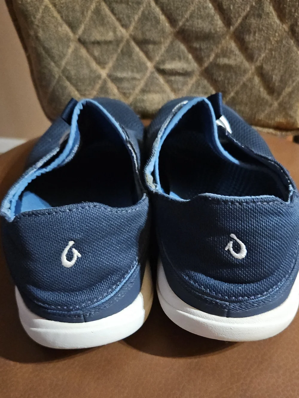 Olukai Moku Pae Slip On Loafers Sneakers Boat Shoes Navy Blue White